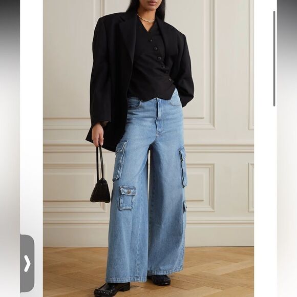 NWT The Frankie Shop KAI CARGO DENIM PANTS - Worn Wash - Small - Picture 16 of 16